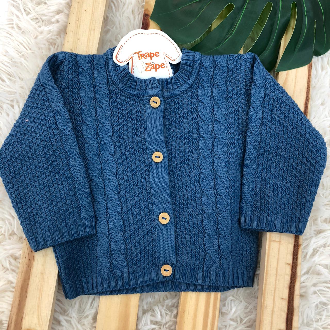 Casaco de linha Trança Azul Jeans Plix